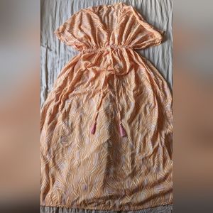 WORLD MARKET / orange and pink printed maxi dress / S/M